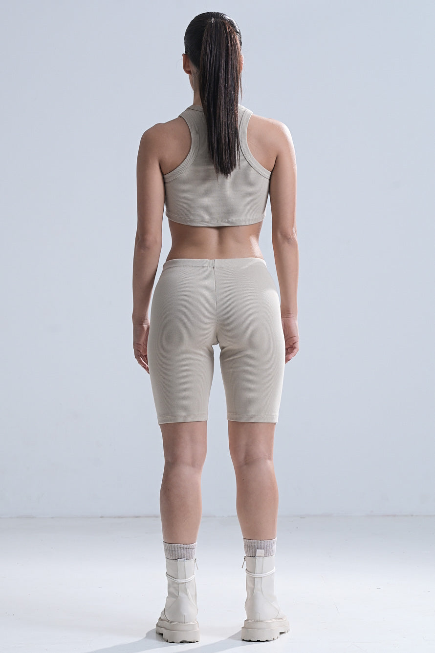 CROP TOP + LEGGINGS in BEIGE