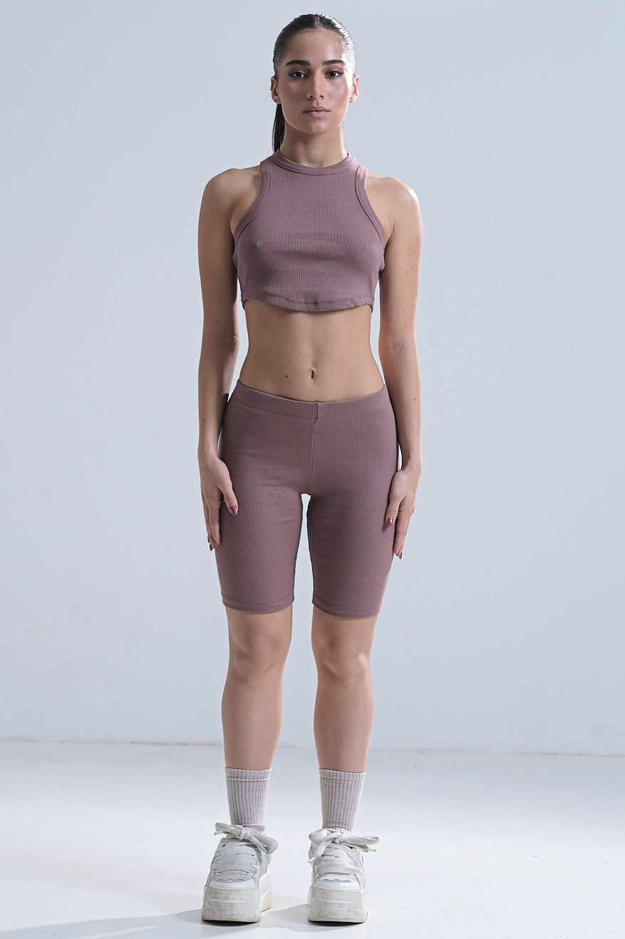 CROP TOP + LEGGINGS in PURPLE